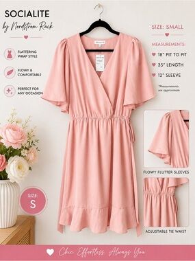 Socialité Blush Pink Wrap Dress | Size S | NWT